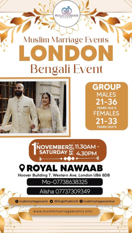 Connect with Like-Minded Bengali Muslims at the London Bengali Muslim Marriage Event on November 1, 2025 Connect with Like-Minded Bengali Muslims at the London Bengali Muslim Marriage Event on November 1, 2025
